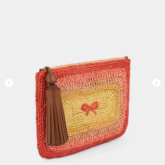 ANYA HINDMARCH Raffia Tassel Bow Clutch - Orange/Multi