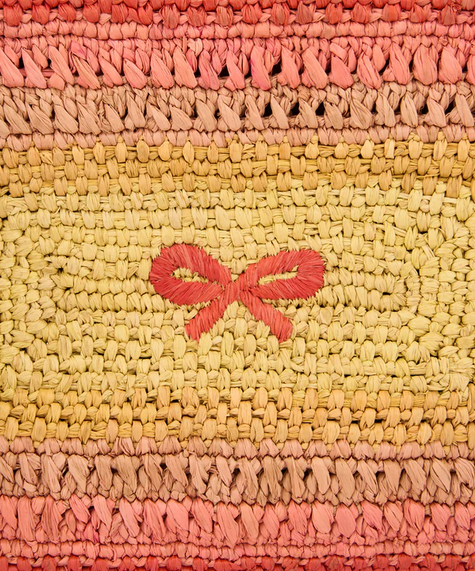 ANYA HINDMARCH Raffia Tassel Bow Clutch - Orange/Multi