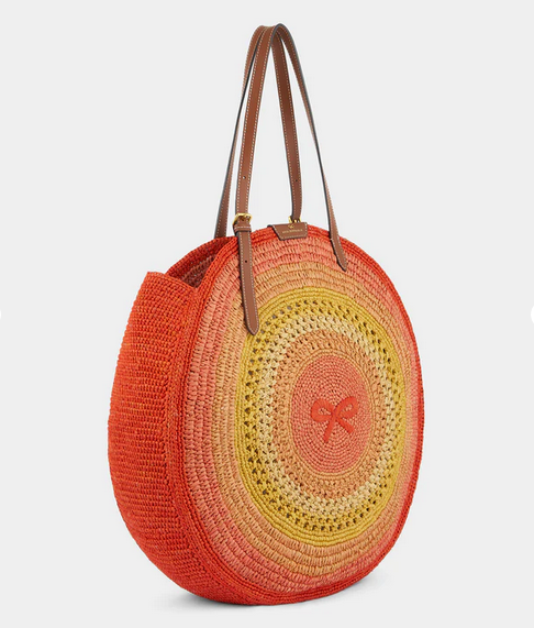 ANYA HINDMARCH Raffia Round Bow Tote - Orange Multi