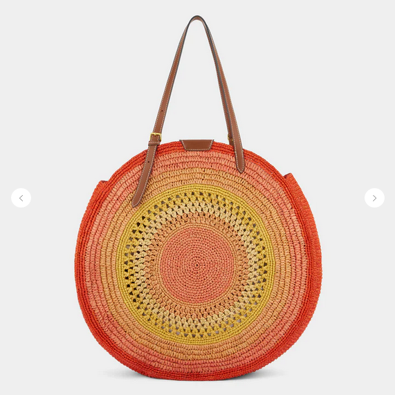 ANYA HINDMARCH Raffia Round Bow Tote - Orange Multi