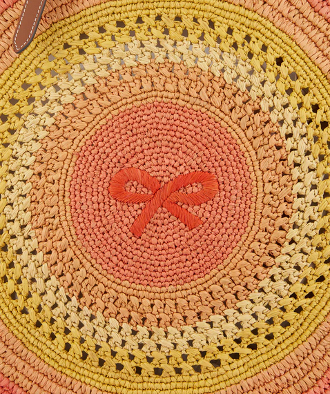 ANYA HINDMARCH Raffia Round Bow Tote - Orange Multi