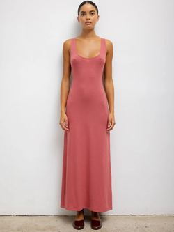 LESET Lauren Scoop Neck Maxi Dress - Radish