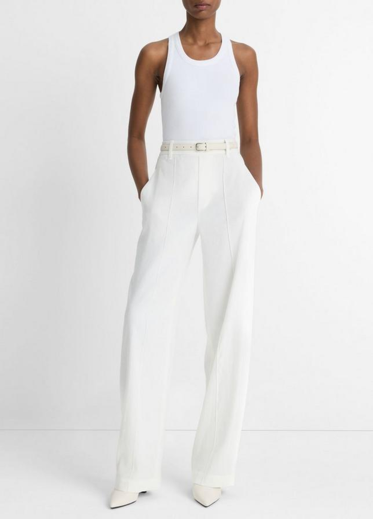 VINCE Linen-Blend High-Rise Pull-On Pant - Off White