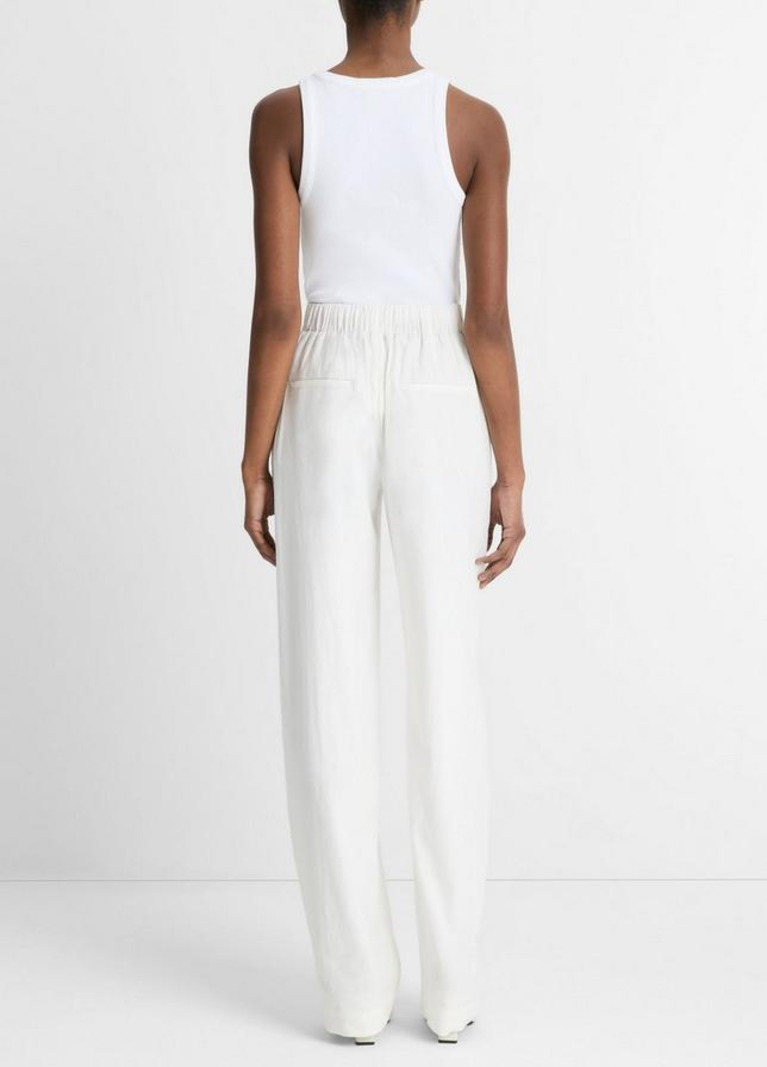 VINCE Linen-Blend High-Rise Pull-On Pant - Off White