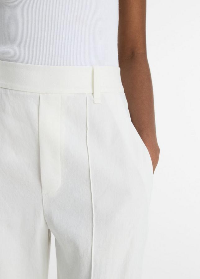 VINCE Linen-Blend High-Rise Pull-On Pant - Off White