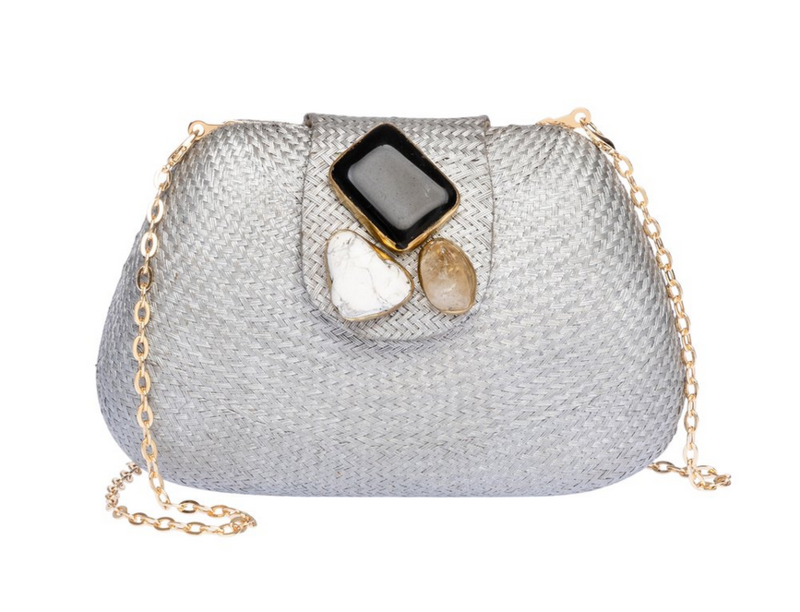 RAFE Tamu Bean Clutch - Silver