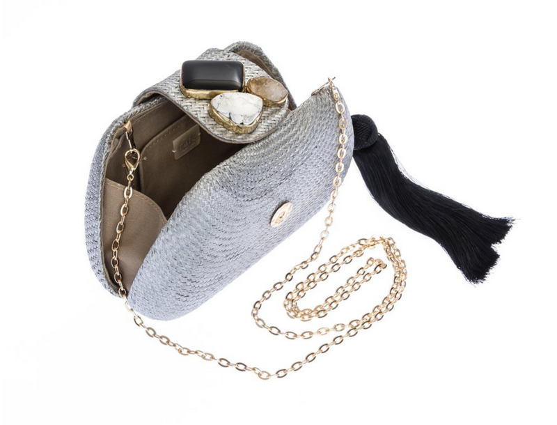 RAFE Tamu Bean Clutch - Silver