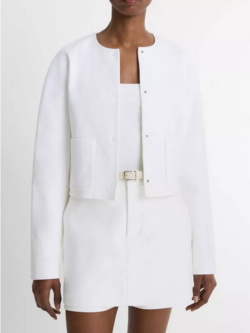 VINCE Italian Cotton Collarless Jacket - Optic White
