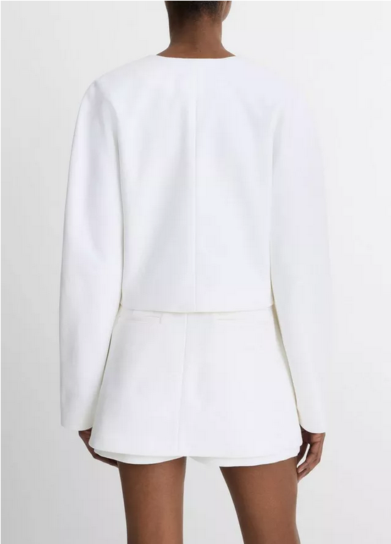 VINCE Italian Cotton Collarless Jacket - Optic White