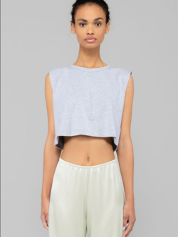 LESET Margo Crop Tank - Heather Grey