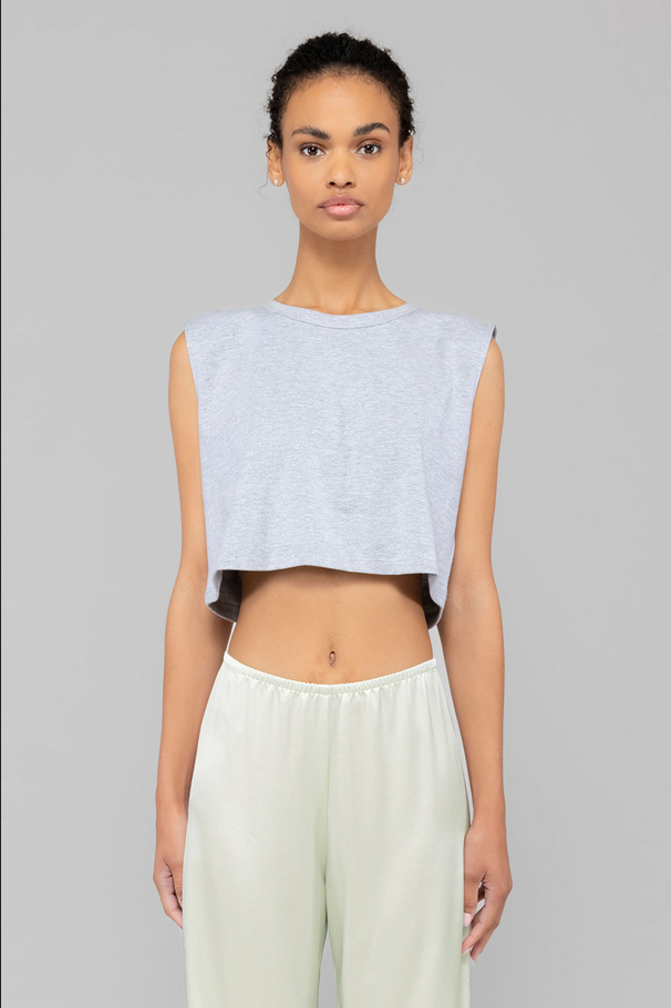 LESET Margo Crop Tank - Heather Grey