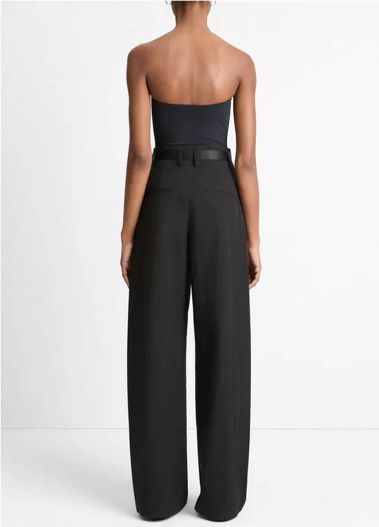 VINCE High-Rise Pleated Wide Leg Trouser - Black