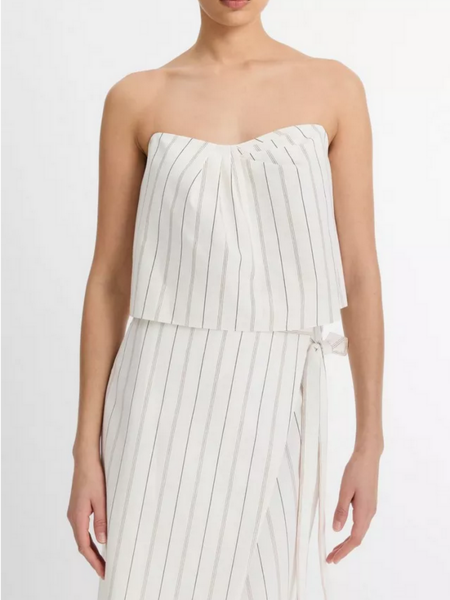 VINCE Seedling Stripe Cotton Draped Tank - Off White Marigold