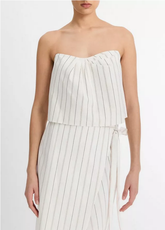 VINCE Seedling Stripe Cotton Draped Tank - Off White Marigold