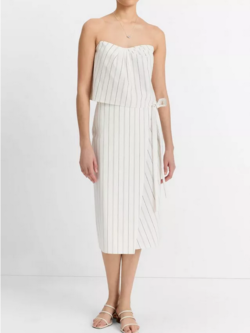 VINCE Seedling Stripe Cotton Wrap Skirt - Off White Marigold