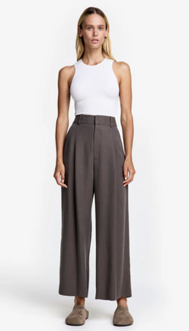 SMYTHE Cropped Pleated Trouser - Mink