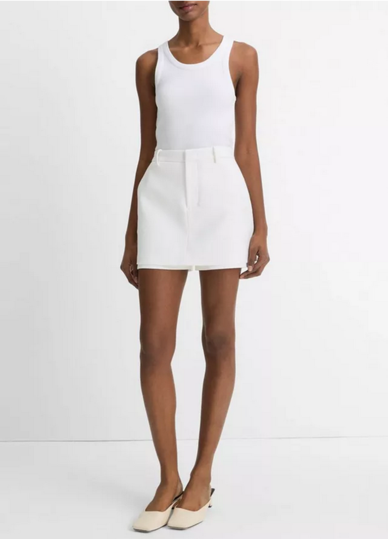 VINCE Tailored Italian Cotton Skort - Optic White