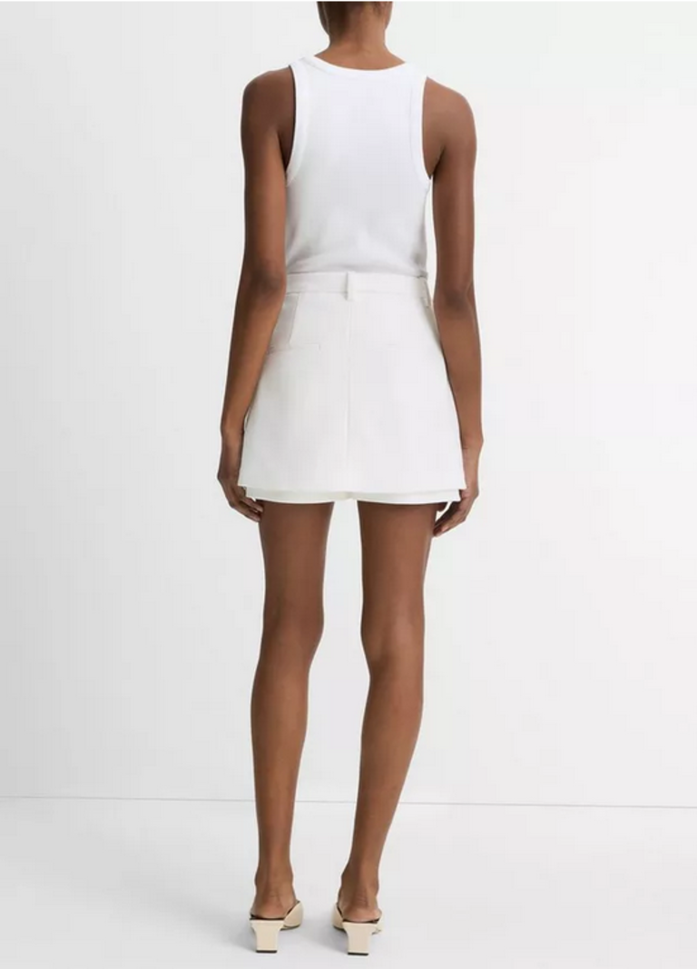 VINCE Tailored Italian Cotton Skort - Optic White