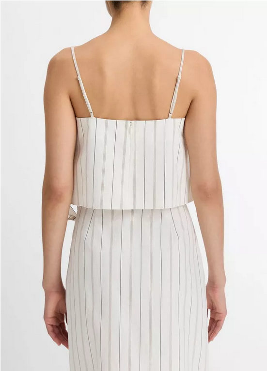 VINCE Seedling Stripe Cotton Draped Tank - Off White Marigold