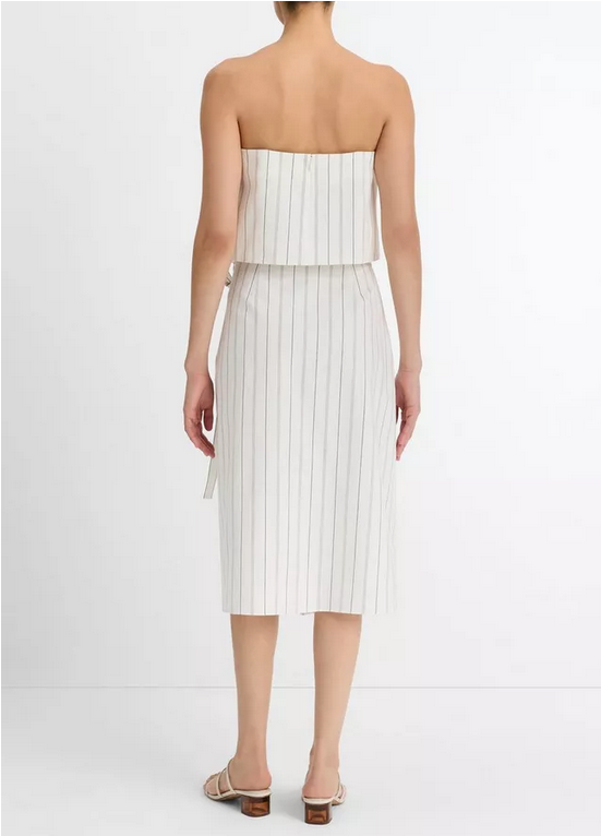 VINCE Seedling Stripe Cotton Wrap Skirt - Off White Marigold