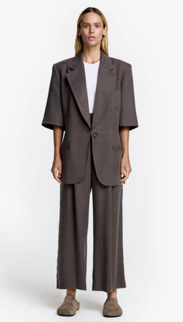 SMYTHE Cropped Pleated Trouser - Mink