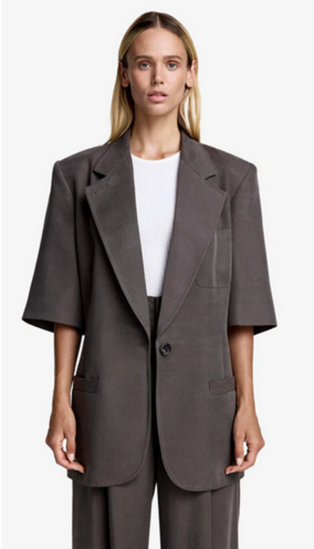 SMYTHE Short Sleeve Oversized Blazer - Mink