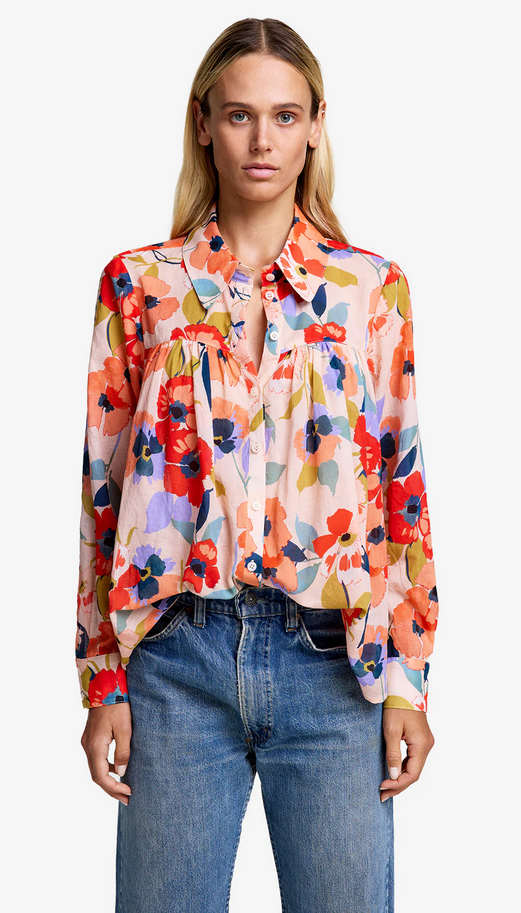 SMYTHE Shirred Blouse - Poppy Multi