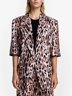 SMYTHE Short Sleeve Oversized Blazer - Leopard Ikat