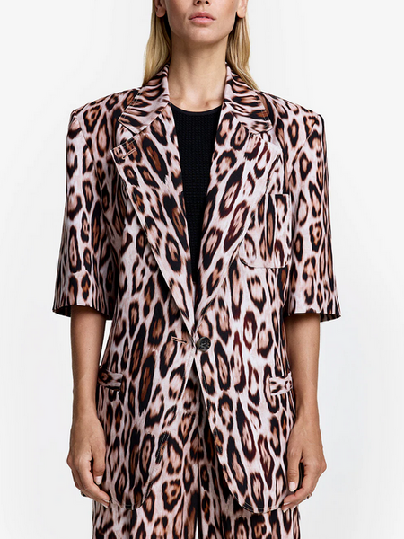 SMYTHE Short Sleeve Oversized Blazer - Leopard Ikat