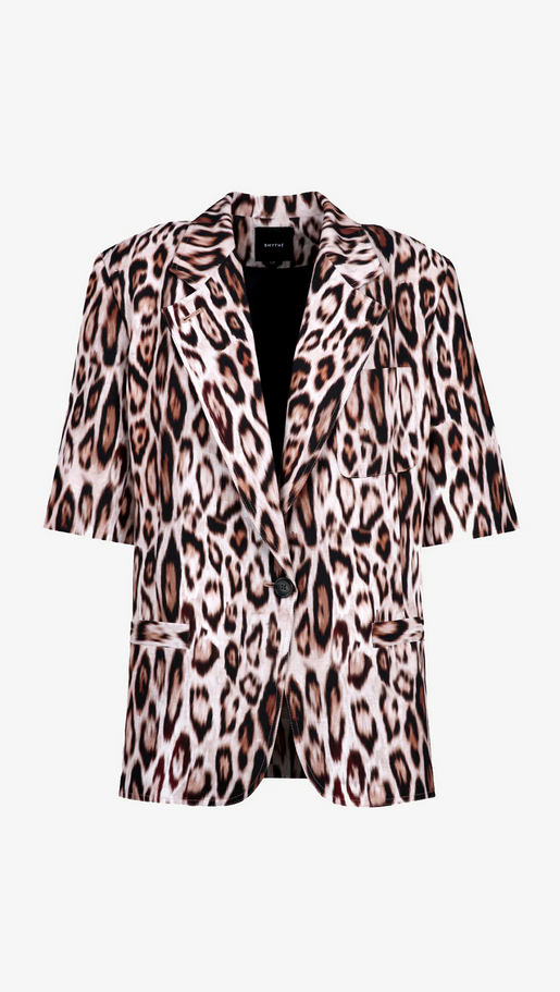 SMYTHE Short Sleeve Oversized Blazer - Leopard Ikat