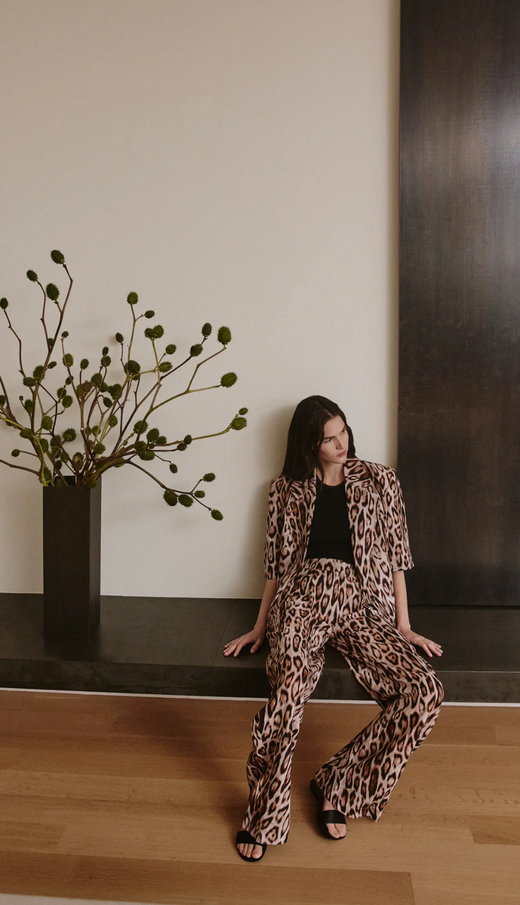 SMYTHE Short Sleeve Oversized Blazer - Leopard Ikat