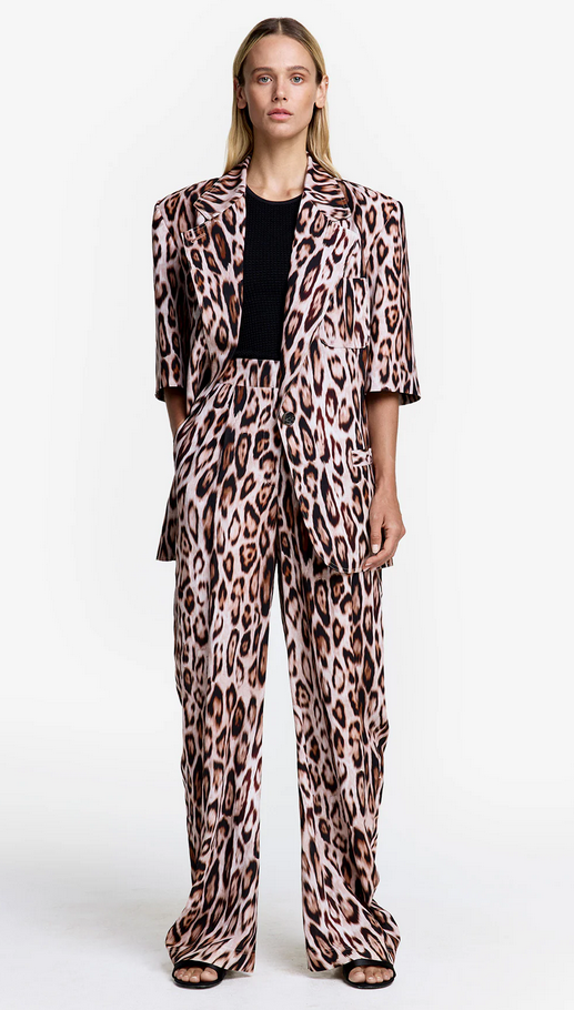 SMYTHE Short Sleeve Oversized Blazer - Leopard Ikat