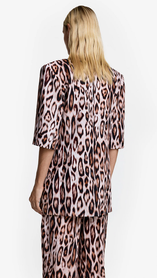 SMYTHE Short Sleeve Oversized Blazer - Leopard Ikat