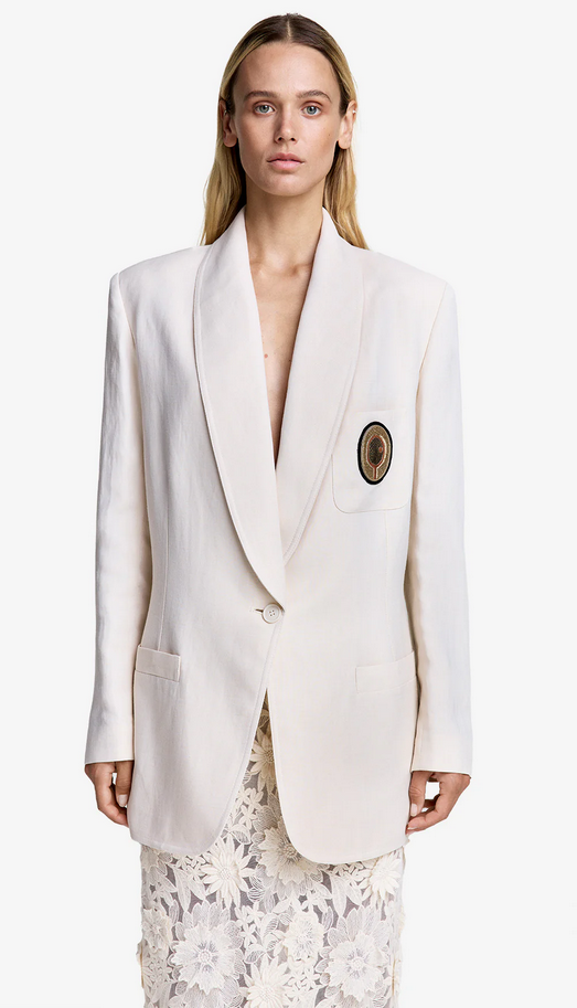 SMYTHE Shawl Collar Oversized Blazer - Tennis Racket Bone