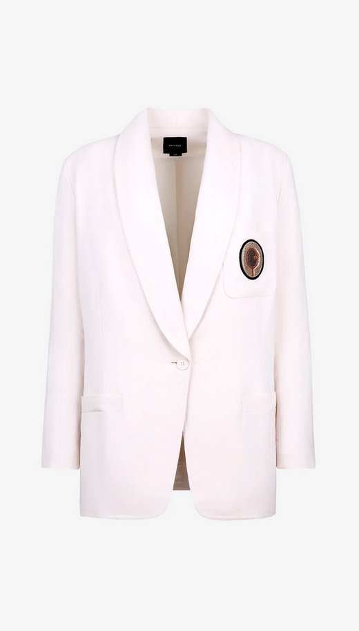 SMYTHE Shawl Collar Oversized Blazer - Tennis Racket Bone
