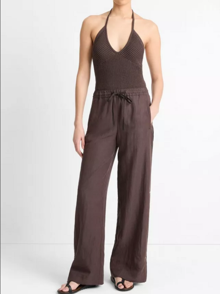 VINCE Side Snap Pull-on Pant - Dark Coffee