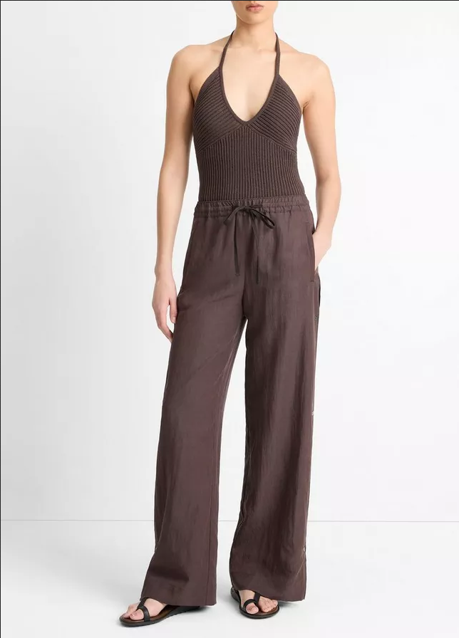 VINCE Side Snap Pull-on Pant - Dark Coffee