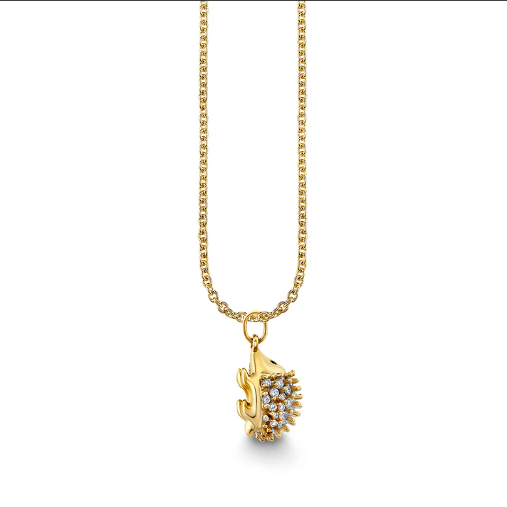 SYDNEY EVAN Pave Hedgehog Charm Necklace