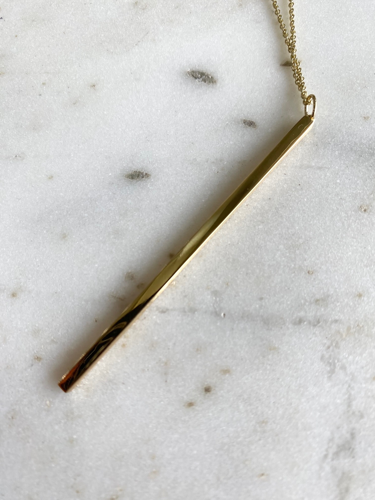 SYDNEY EVAN 14K Fluted Bar Charm Necklace