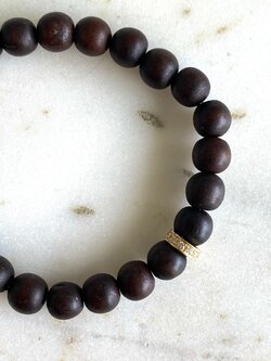 SYDNEY EVAN Diamond Rondelle on Wood Bracelet