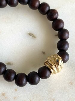 SYDNEY EVAN Blue Topaz Eyed Coiled Snake on Wood Bracelet