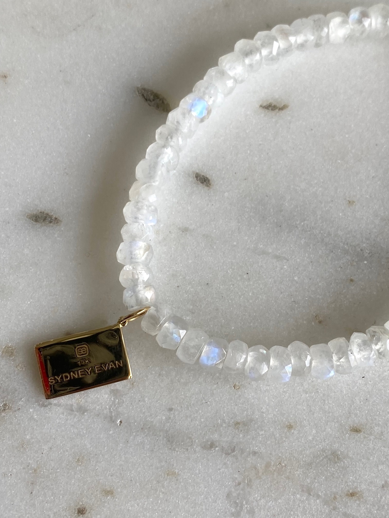 SYDNEY EVAN Gemstone American Flag on Rainbow Moonstone Bracelet