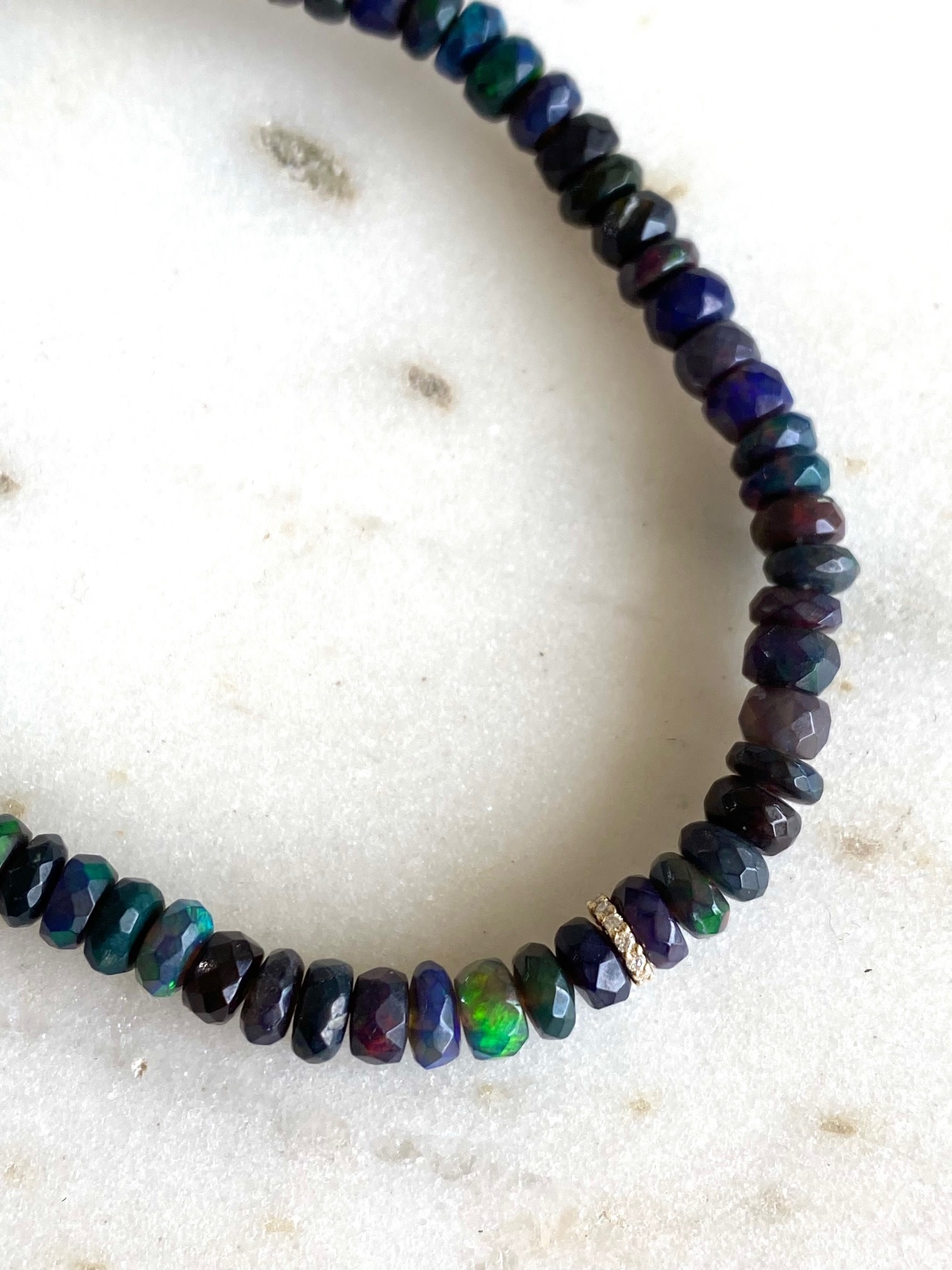 SYDNEY EVAN Diamond Rondelle on Ethopian Opal Bracelet