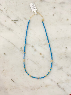 SENNOD Gold Station on Apatite Beaded Necklace