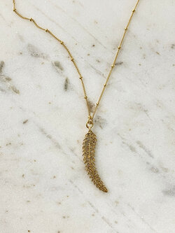 SENNOD Diamond Feather Necklace