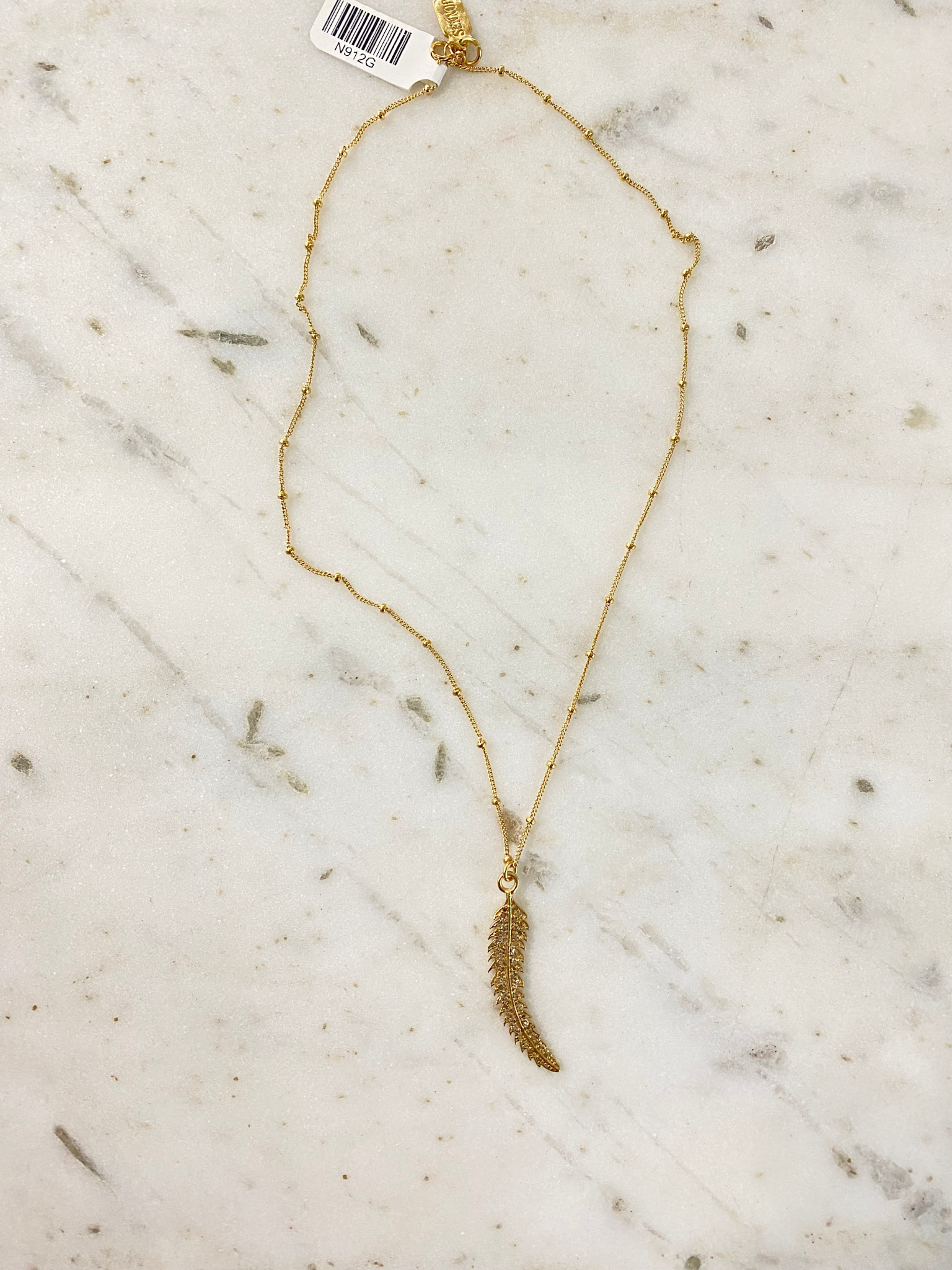 SENNOD Diamond Feather Necklace