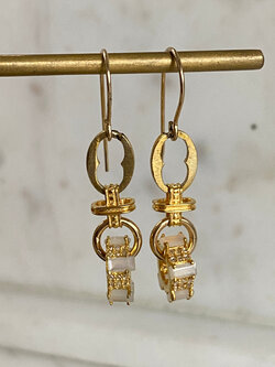 SENNOD Moonstone and Diamond Rondelle Rhoda Earrings