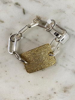 SENNOD Diamond Dog Tag Bracelet