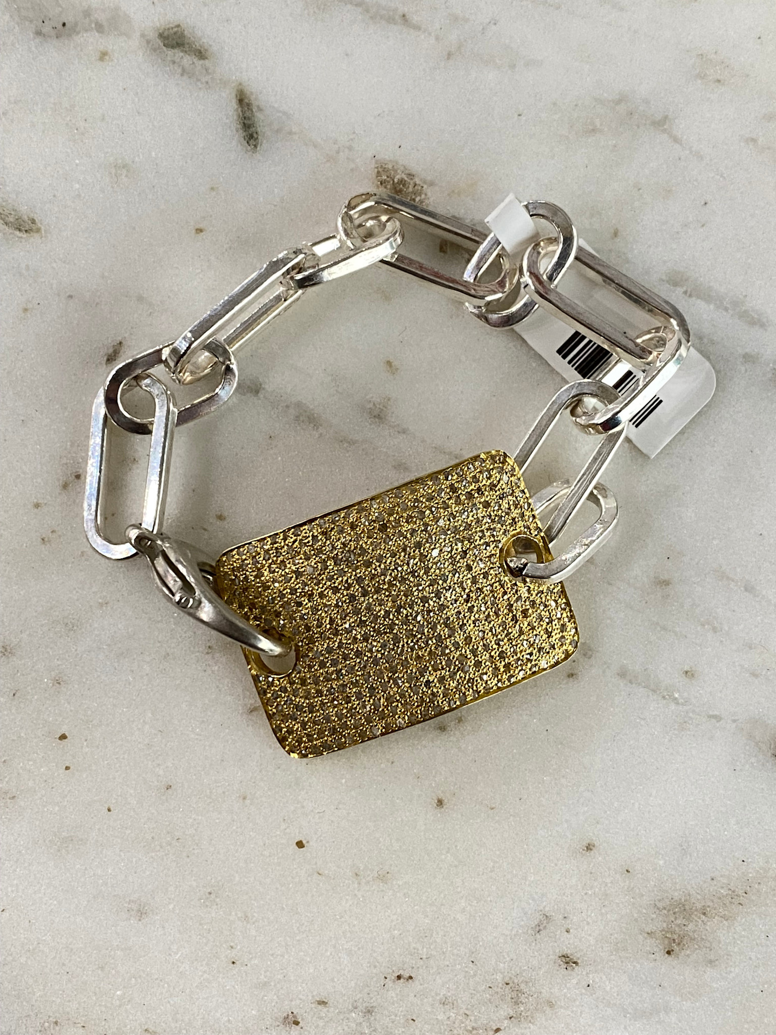 SENNOD Diamond Dog Tag Bracelet