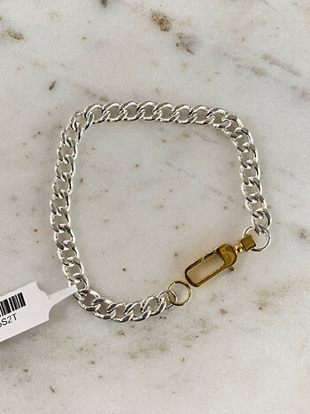 SENNOD Sterling Cuban Chain with Gold Clasp Bracelet